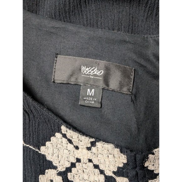 Mossimo Peasant Top Women Size M Crinkle Gauze Embroidered Boho Tassels Festival - Picture 8 of 12